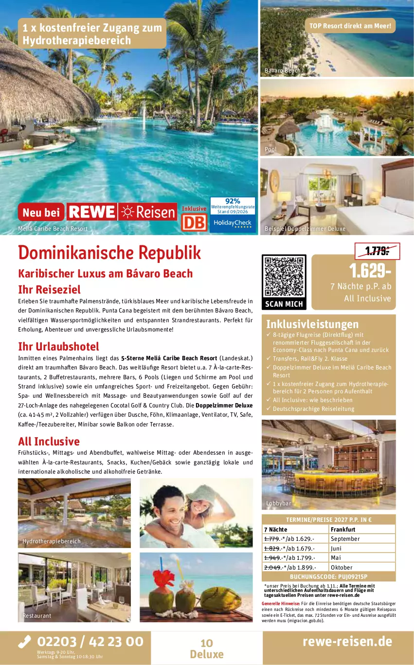 Aktueller Prospekt Rewe Reisen - Reiseprospekt - von 25.09 bis 30.10.2026 - strona 10 - produkty: alkohol, alkoholfreie getränke, angebot, auer, buch, deutschsprachige reiseleitung, dusche, eier, eis, elle, ente, erde, getränk, getränke, inklusivleistungen, kaffee, kuchen, Liege, pool, reis, rel, schirme, snack, snacks, Sport, tee, Ti, uhr, ventilator, wasser, Wassersport, wellnessbereich