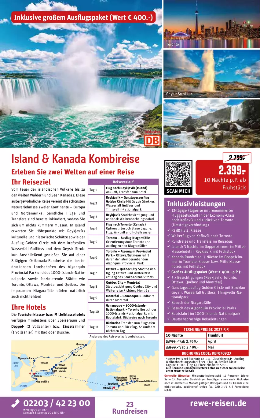 Aktueller Prospekt Rewe Reisen - Reiseprospekt - von 25.09 bis 30.10.2026 - strona 23 - produkty: Bad, buch, deutschsprachige reiseleitung, dusche, eier, eis, Elektro, elle, ente, inklusivleistungen, kraft, LG, lorenz, natur, pril, reis, reiseverlauf, rel, SANTE, Soda, Ti, tisch, uhr, wasser
