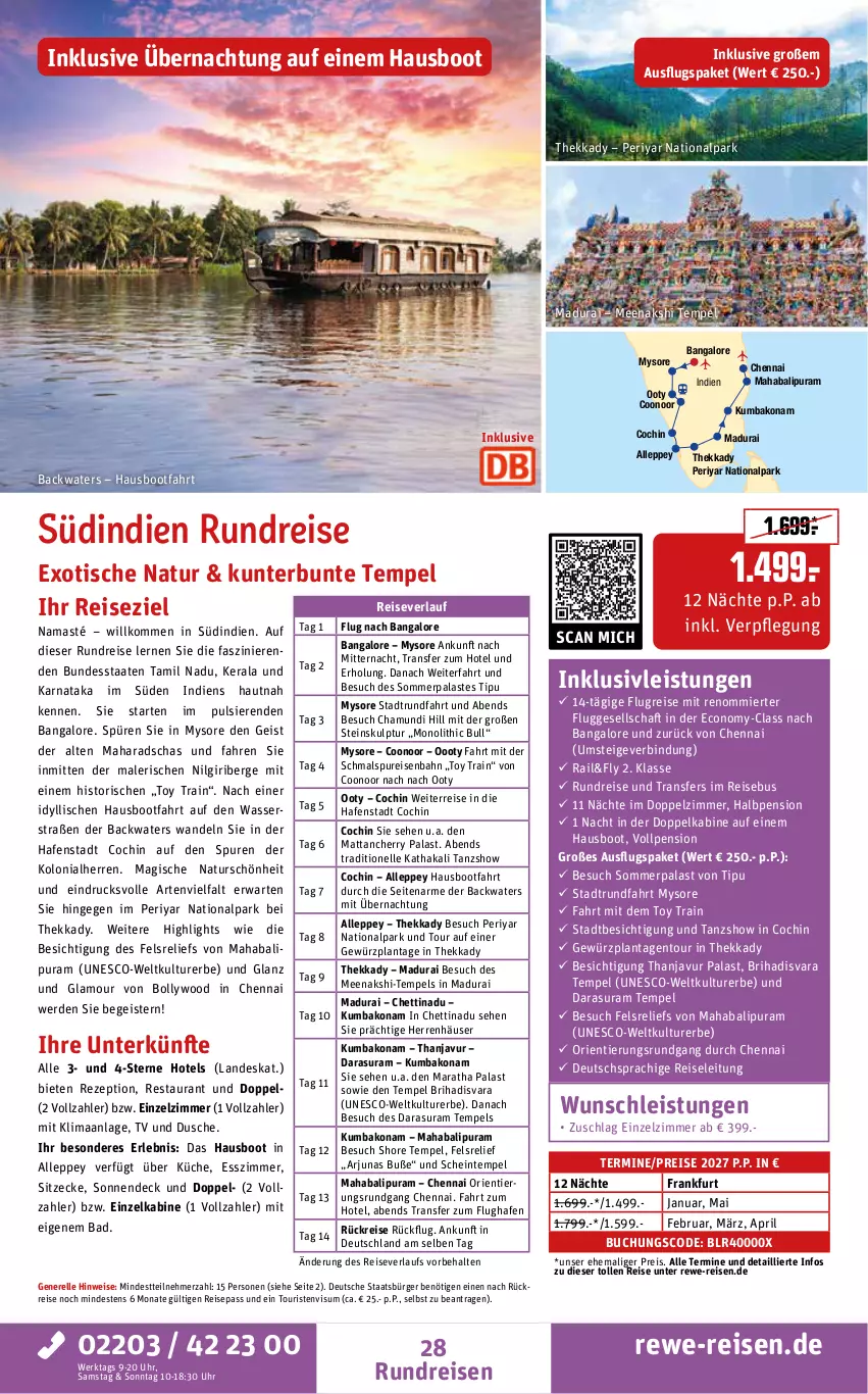Aktueller Prospekt Rewe Reisen - Reiseprospekt - von 25.09 bis 30.10.2026 - strona 28 - produkty: Bad, buch, deutschsprachige reiseleitung, dusche, eis, Eisenbahn, elle, erde, Esszimmer, gewürz, inklusivleistungen, küche, LG, natur, pril, reis, reiseverlauf, rel, rezept, Skulptur, Ti, tisch, uhr, usb, wasser