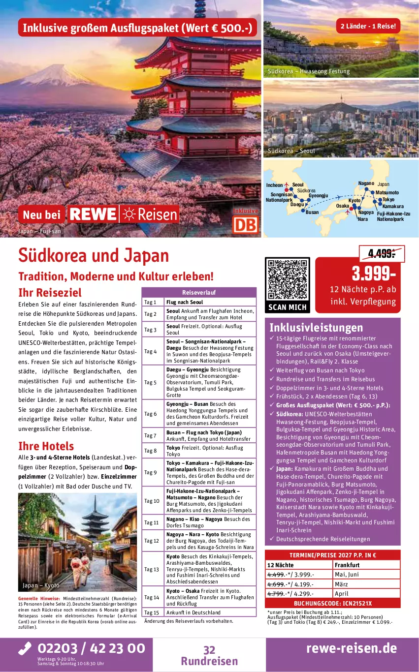 Aktueller Prospekt Rewe Reisen - Reiseprospekt - von 25.09 bis 30.10.2026 - strona 32 - produkty: aeg, Bad, bambus, Blüte, buch, Buddha, decke, dusche, eis, Elan, Elektro, elle, inklusivleistungen, Kaiser, kirsch, LG, mab, Metro, Mode, natur, Pago, pril, rama, reis, reiseverlauf, rel, rezept, Ti, tisch, uhr, Yo