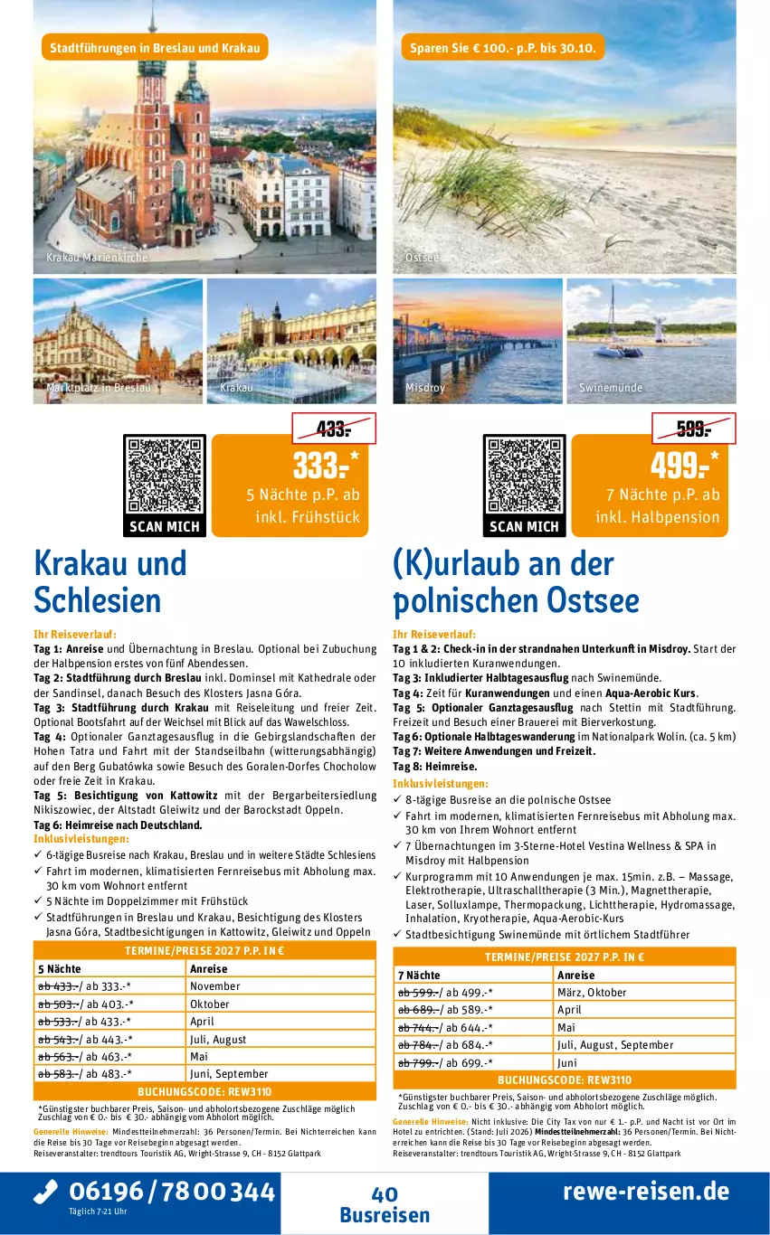 Aktueller Prospekt Rewe Reisen - Reiseprospekt - von 25.09 bis 30.10.2026 - strona 40 - produkty: aqua, auer, bier, buch, busreisen, eier, eis, Elektro, elle, erde, gin, inklusivleistungen, Lampe, Mode, pril, reis, reiseveranstalter, reiseverlauf, rel, Schal, Ti, uhr, Wels, Yo