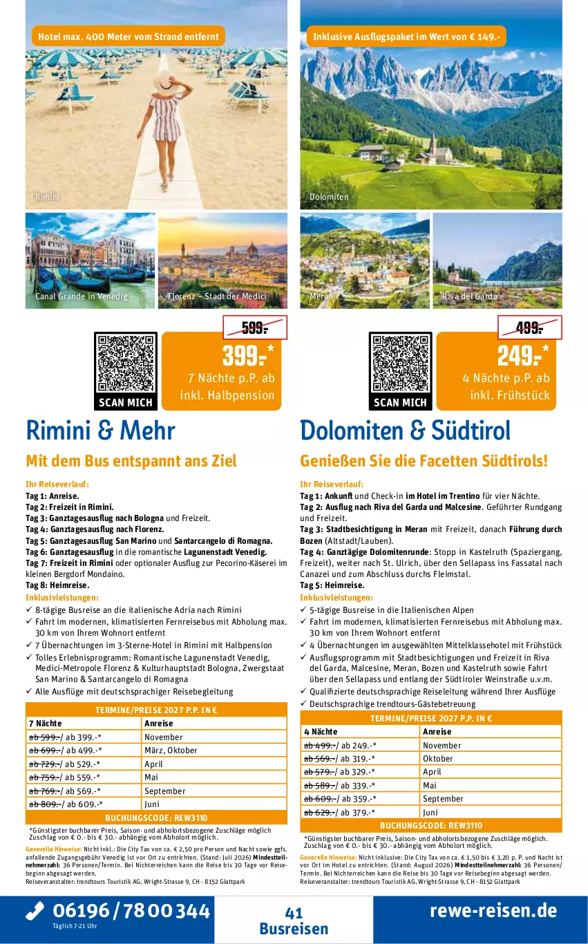 Aktueller Prospekt Rewe Reisen - Reiseprospekt - von 25.09 bis 30.10.2026 - strona 41 - produkty: buch, busreisen, deutschsprachige reiseleitung, eis, elle, erde, gin, inklusivleistungen, Käse, leine, lorenz, Metro, Mode, Pecorino, pril, reis, reiseveranstalter, reiseverlauf, rel, Ria, südtiroler, Ti, tisch, uhr, wein
