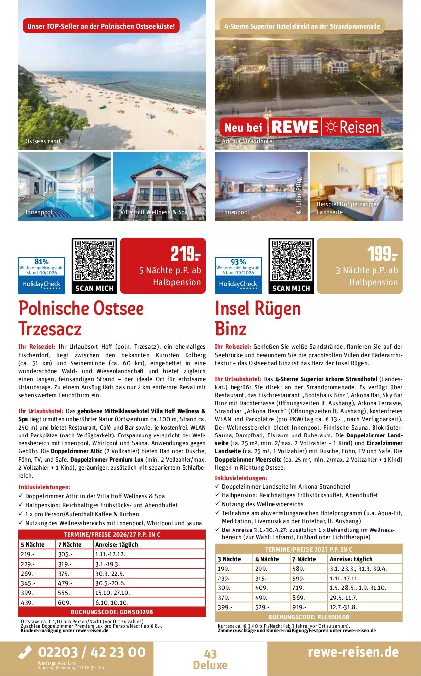 Aktueller Prospekt Rewe Reisen - Reiseprospekt - von 25.09 bis 30.10.2026 - strona 43 - produkty: aqua, axe, Bad, bett, bio, buch, dusche, eis, elle, fisch, fische, Fischer, inklusivleistungen, innenpool, kaffee, Kinder, kräuter, kuchen, kurtaxe, LG, Liege, natur, pool, reis, rum, sac, Ti, uhr, wellnessbereich, Whirlpool