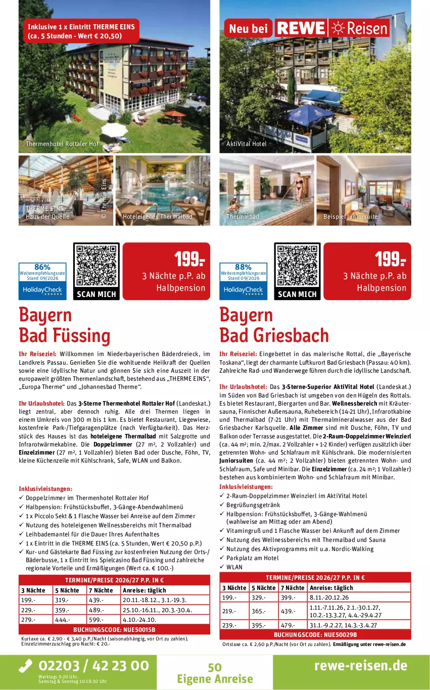 Aktueller Prospekt Rewe Reisen - Reiseprospekt - von 25.09 bis 30.10.2026 - strona 50 - produkty: Alwa, auer, axe, Bad, Bademantel, bett, bier, buch, dusche, eis, elle, flasche, Garten, getränk, harman, inklusivleistungen, Kinder, kraft, kräuter, küche, Küchen, Küchenzeile, kühlschrank, kurtaxe, leine, Liege, Mantel, mineralwasser, Mode, natur, ndk, reis, rwe, salz, Schrank, sekt, Ti, uhr, vita, wasser, wein, wellnessbereich