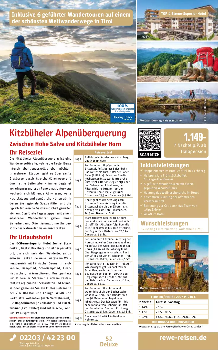 Aktueller Prospekt Rewe Reisen - Reiseprospekt - von 25.09 bis 30.10.2026 - strona 52 - produkty: auer, axe, Bad, Bau, buch, dusche, eis, elle, Garten, getränk, gin, Heu, HP, inklusivleistungen, jako, Kaiser, kneipp, LG, natur, nuss, rama, reis, reiseverlauf, rel, rum, rwe, Spezi, Ti, uhr, wellnessbereich