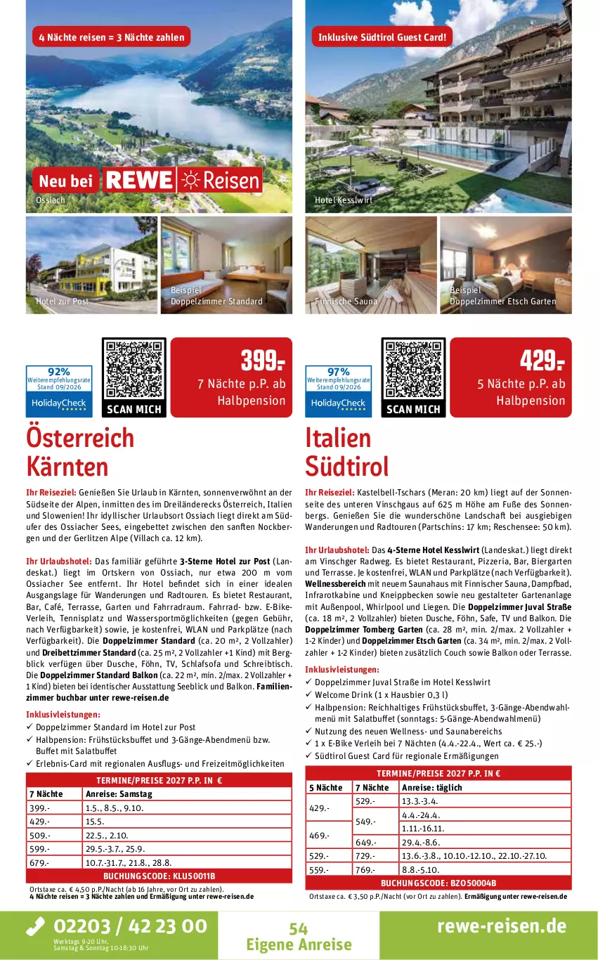 Aktueller Prospekt Rewe Reisen - Reiseprospekt - von 25.09 bis 30.10.2026 - strona 54 - produkty: axe, Bad, bett, bier, buch, Couch, drink, dusche, E-Bike, eis, Fahrrad, Garten, inklusivleistungen, Kinder, kneipp, Liege, pool, reis, Ria, salat, schlafsofa, schreibtisch, Sofa, Sport, Ti, tisch, uhr, usb, wasser, Wassersport, wellnessbereich, Whirlpool