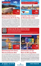 Gazetka promocyjna Rewe Reisen - Reiseprospekt - Gazetka - ważna od 30.10 do 30.10.2026 - strona 38 - produkty: alkohol, alkoholfreie getränke, angebot, angebote, Bau, blume, blumen, buch, decke, eis, elle, ente, getränk, getränke, gutschein, gutscheine, harman, Kinder, koffer, kreuzfahrten, leine, LG, Metro, natur, reis, Ria, rwe, Ti, timer, uhr, vita, wasser