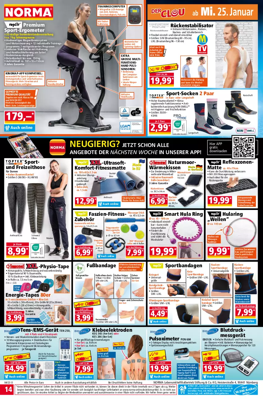 Aktueller Prospekt Norma - Norma - von 23.01 bis 30.01.2023 - strona 14 - produkty: angebot, angebote, asti, auer, Bad, ball, batterie, batterien, Bau, baumwolle, Blutdruckmessgerät, Brei, computer, deo, eis, Elektro, elle, ente, erde, flasche, Fußball, gefu, Germ, gin, handtuch, Handtuchhalter, hose, kissen, lebensmittel, LG, mac, natur, nivea, office, pute, reis, Ria, ring, Roller, Rückenkissen, sattel, socken, Sport, tablet, Ti, tisch, trinkflasche, tuc, usb, wasser, wolle