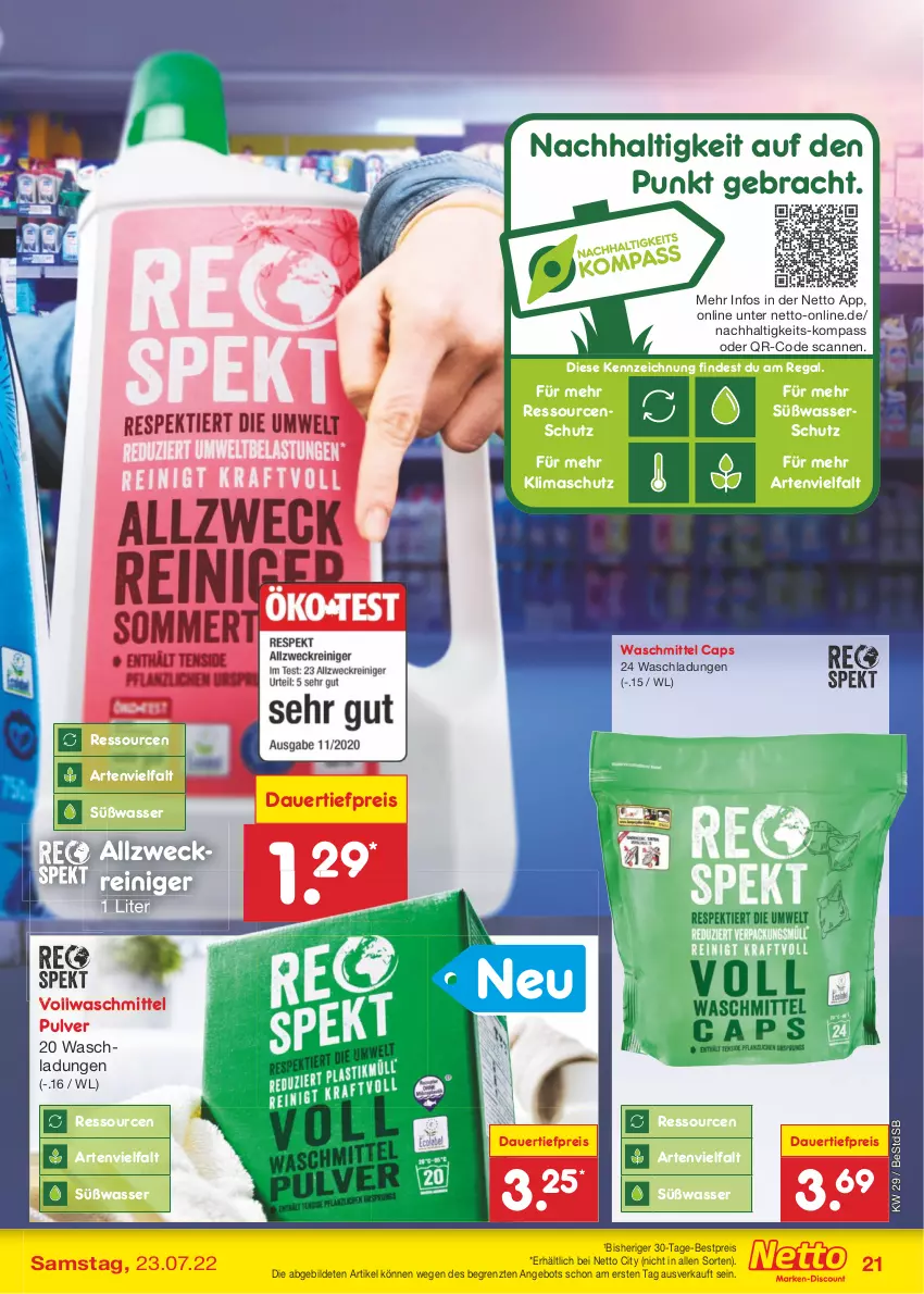 Aktueller Prospekt Netto Marken-Discount - Filial-Angebote - von 18.07 bis 23.07.2022 - strona 21 - produkty: allzweckreiniger, angebot, auer, bestpreis, Cap, dauertiefpreis, eis, regal, reiniger, reis, Ti, tiefpreis, vollwaschmittel, waschmittel, wasser, weck, ZTE