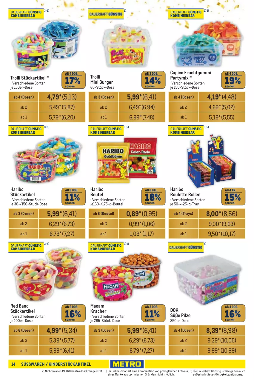 Aktueller Prospekt Metro - Händler Journal - von 02.10 bis 16.10.2024 - strona 14 - produkty: auer, beutel, burger, Cap, eis, frucht, fruchtgummi, haribo, Kinder, kracher, maoam, Metro, metro gastro, pilze, reis, süsswaren, Ti, trolli