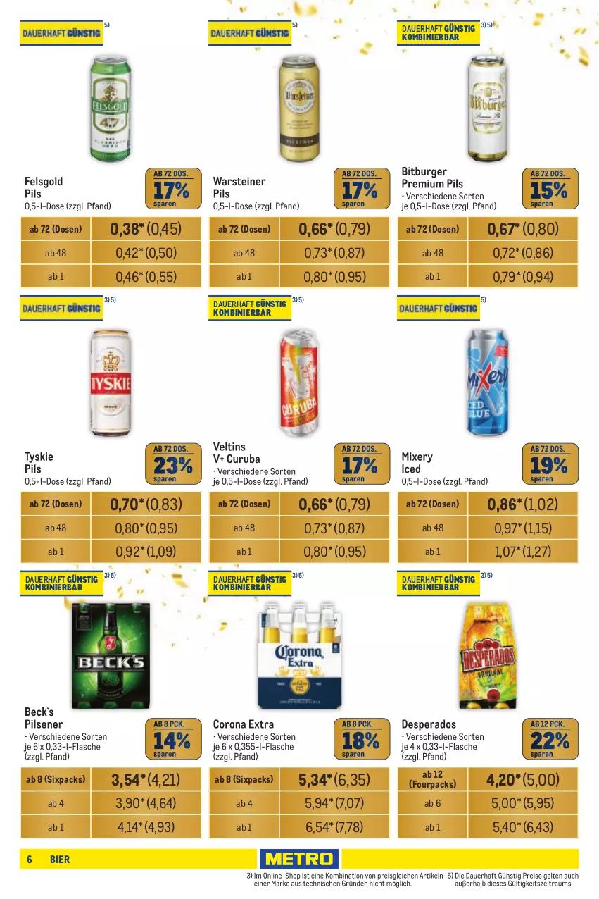 Aktueller Prospekt Metro - Händler Journal - von 02.10 bis 16.10.2024 - strona 6 - produkty: auer, bier, bitburger, burger, corona, corona extra, desperados, eis, flasche, Mixer, mixery, pils, pilsener, premium pils, reis, steiner, Ti, tyskie, veltins, warsteiner