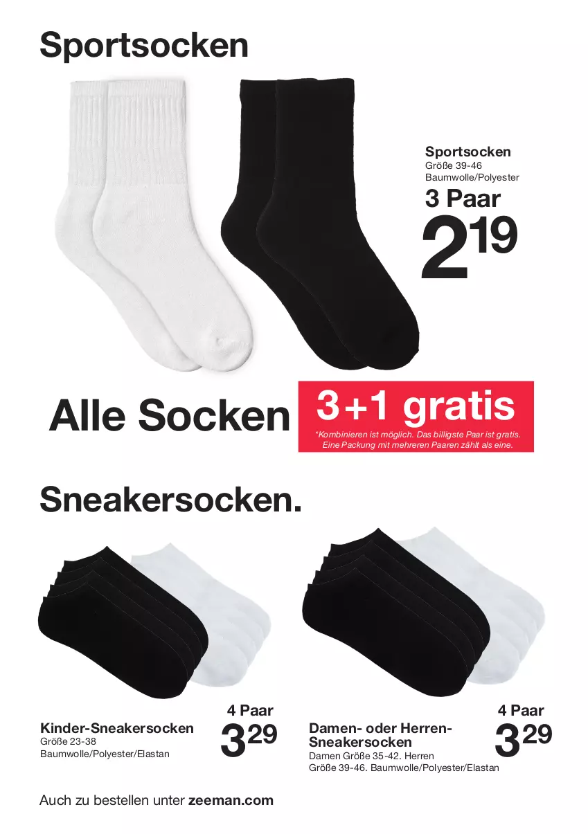 Aktueller Prospekt Zeeman - Prospekte - von 13.01 bis 19.01.2024 - strona 14 - produkty: Bau, baumwolle, elle, Kinder, sneaker, sneakersocken, socken, Sport, sportsocken, Ti, wolle