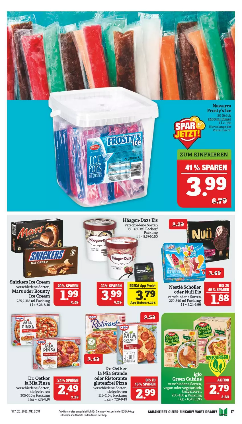 Aktueller Prospekt Marktkauf - Prospekt - von 15.05 bis 21.05.2022 - strona 17 - produkty: aktionspreis, Becher, bounty, deka, Dr. Oetker, eimer, eis, häagen-dazs, mars, nuii, nuss, pizza, reis, ristorante, Schöller, snickers, Ti, Vegeta