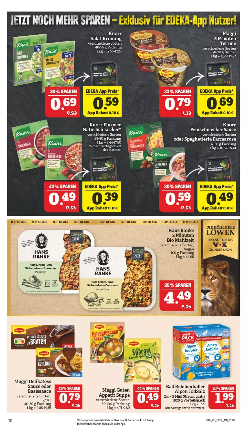 Aktueller Prospekt Marktkauf - Prospekt - von 15.05 bis 21.05.2022 - strona 18 - produkty: aktionspreis, Bad, Becher, bio, couscous, curry, deka, delikatess sauce, eis, erbsen, feinschmecker, kichererbsen, knorr, linsen, maggi, mango, nuss, reis, Ria, Rote Linsen, salz, sauce, suppe, tee, Ti