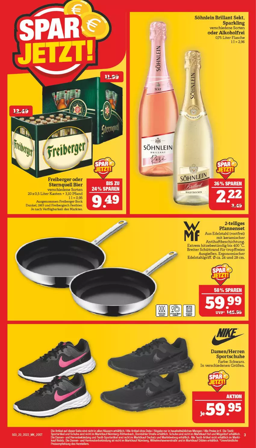 Aktueller Prospekt Marktkauf - Prospekt - von 15.05 bis 21.05.2022 - strona 3 - produkty: alkohol, Berger, bier, Brei, brillant sekt, edelstahl, eis, flasche, Freiberger, kleid, Kleidung, LG, pfanne, pfannen, reis, schuhe, sekt, söhnlein, söhnlein brillant, Sport, sportschuhe, Ti