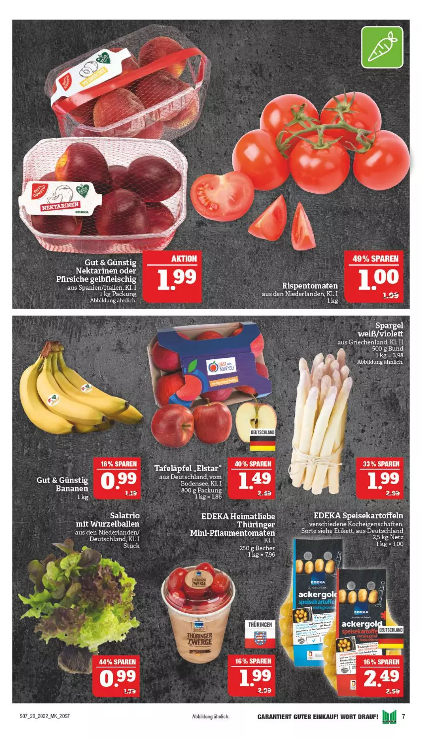 Aktueller Prospekt Marktkauf - Prospekt - von 15.05 bis 21.05.2022 - strona 7 - produkty: ball, banane, bananen, deka, eis, kartoffel, kartoffeln, Nektar, nektarinen, nektarinen oder, pflaume, pflaumen, ring, salat, speisekartoffeln, tafeläpfel, Ti, tomate, tomaten
