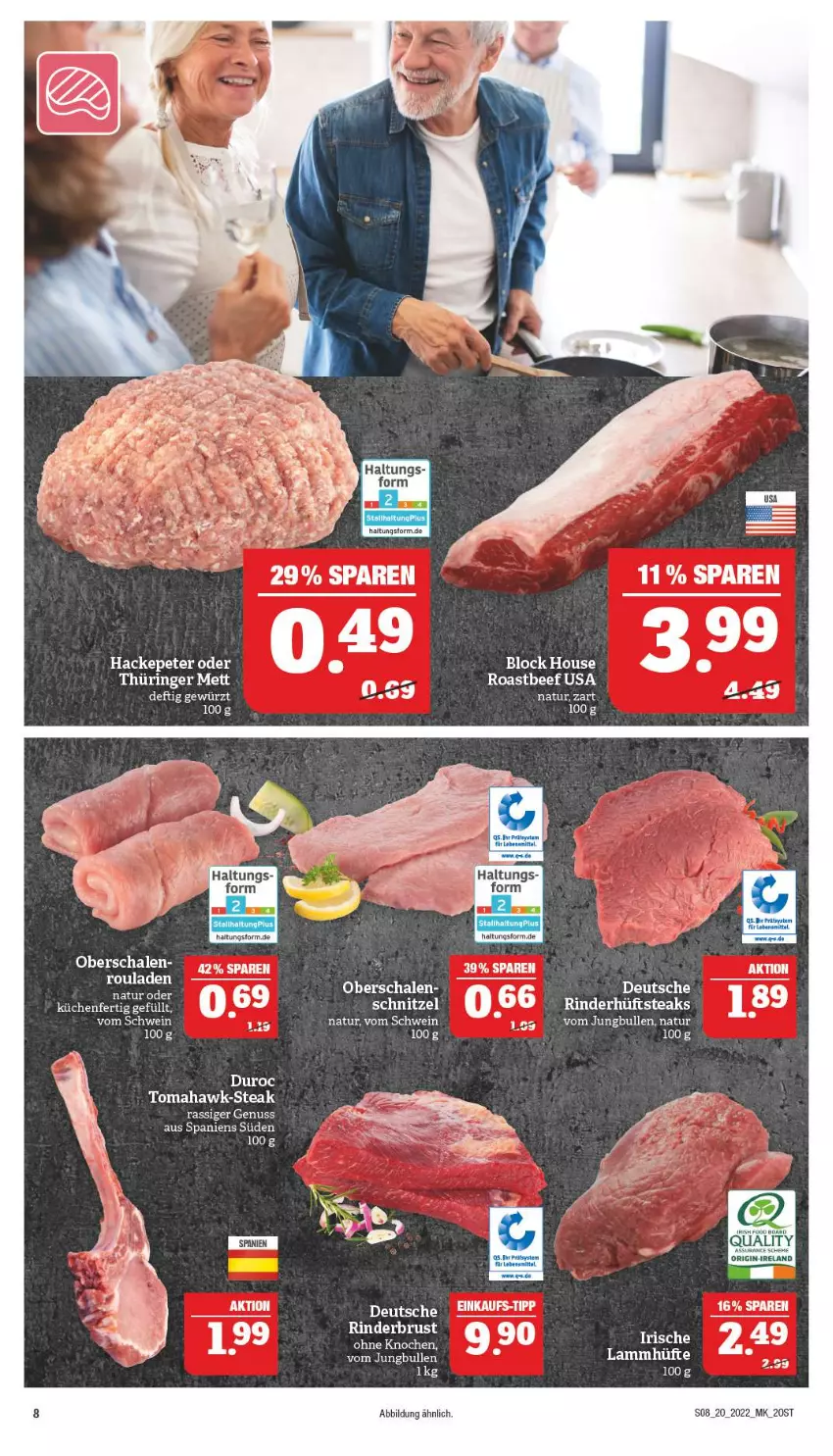 Aktueller Prospekt Marktkauf - Prospekt - von 15.05 bis 21.05.2022 - strona 8 - produkty: beef, Elan, gewürz, gin, hüftsteak, hüftsteaks, küche, Küchen, lamm, Mett, natur, nuss, rel, rind, rinder, ring, roastbeef, rouladen, Schal, Schale, schwein, steak, steaks, tee, Ti, wein