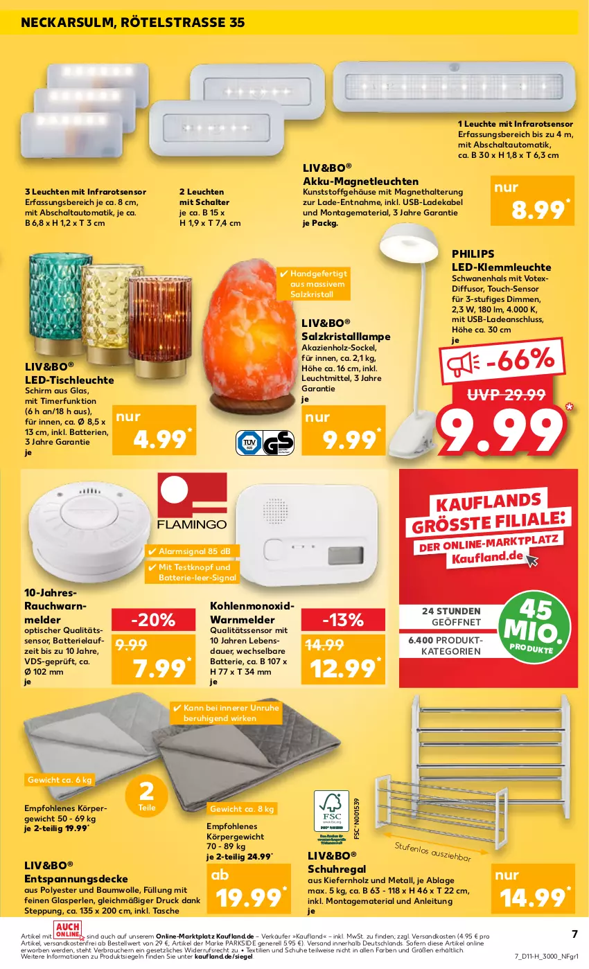 Aktueller Prospekt Kaufland - Extra-Angebote - von 14.03 bis 20.03.2024 - strona 7 - produkty: akku, auer, auto, batterie, batterien, Bau, baumwolle, decke, deka, eis, erde, Holz, ladekabel, Lampe, led-tischleuchte, Leuchte, leuchten, leuchtmittel, ndk, Parkside, perlen, Philips, Rauch, regal, rel, Ria, salz, Schal, schuhe, schuhregal, Signal, Tasche, Ti, timer, tisch, tischleuchte, uhr, usb, versandkostenfrei, wolle