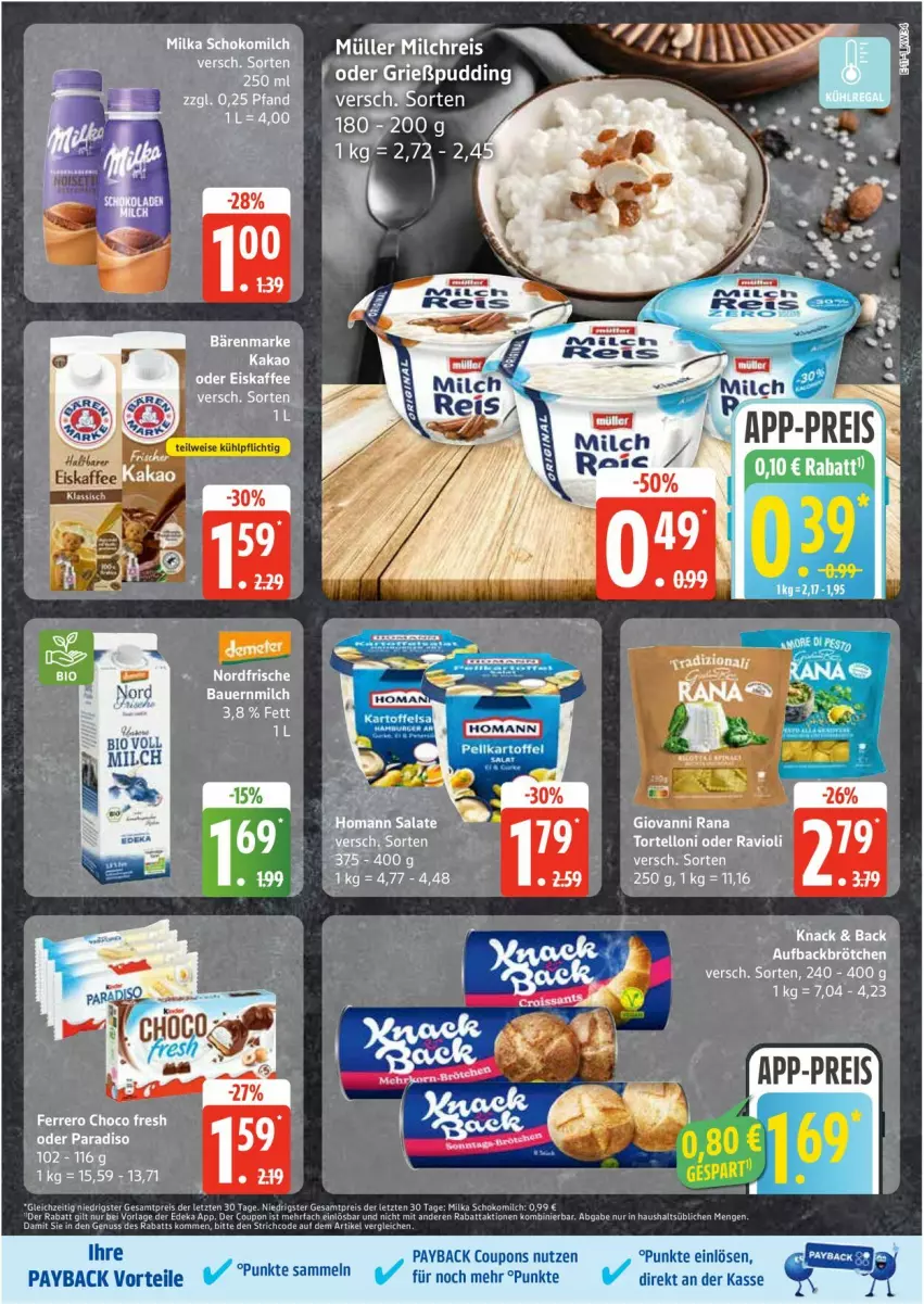 Aktueller Prospekt Edeka - Prospekte - von 18.08 bis 23.08.2025 - strona 11 - produkty: auer, Bau, Bauer, brötchen, coupon, coupons, eis, milch, milka, Müller, payback, ravioli, reis, torte, tortelloni