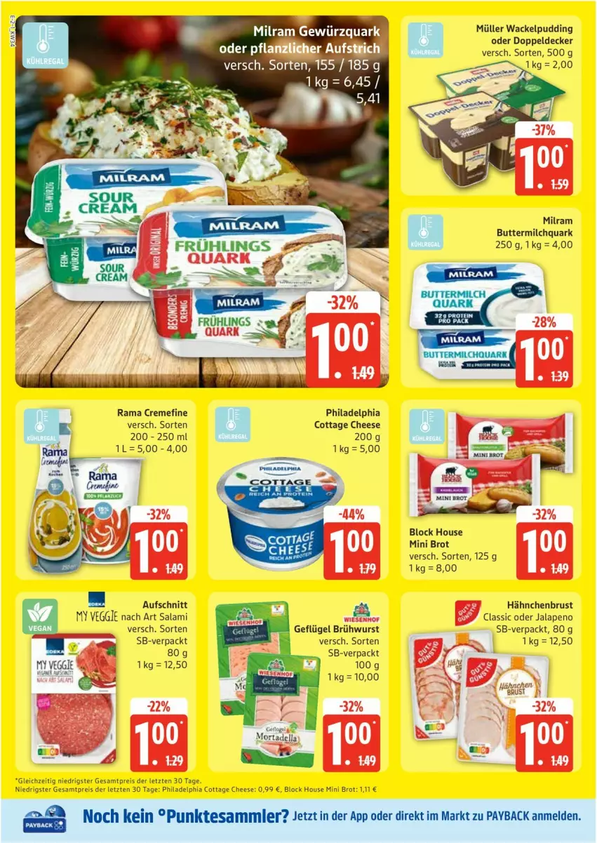 Aktueller Prospekt Edeka - Prospekte - von 18.08 bis 23.08.2025 - strona 2 - produkty: aufschnitt, aust, brot, butter, buttermilch, creme, decke, dell, eis, gewürz, gewürzquark, hähnchenbrust, milch, milram, mortadella, Müller, payback, philadelphia, pudding, quark, rama, rama cremefine, reis, salami, tee, tesa, Ti, veggie, ZTE