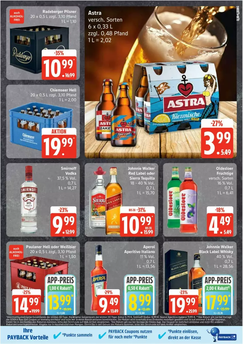 Aktueller Prospekt Edeka - Prospekte - von 18.08 bis 23.08.2025 - strona 23 - produkty: Astra, bier, black label, frucht, johnnie walker, lack, Paula, paulaner, payback, Sierra, Ti, whisky