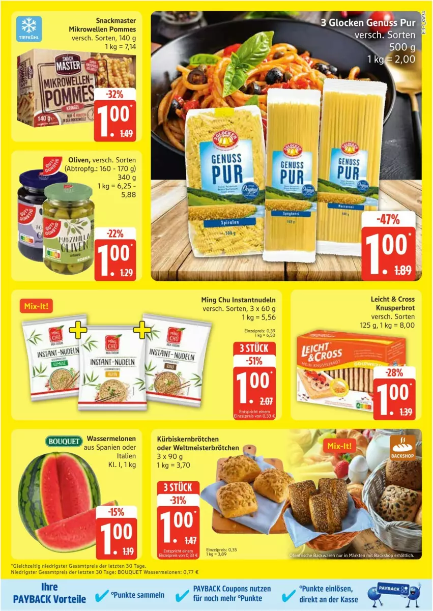 Aktueller Prospekt Edeka - Prospekte - von 18.08 bis 23.08.2025 - strona 3 - produkty: brötchen, eis, elle, Kürbis, Kürbiskernbrötchen, Meister, melone, melonen, mikrowelle, nudel, nudeln, olive, oliven, pommes, reis, snack, Ti, tuc, wasser, wassermelone, wassermelonen, ZTE