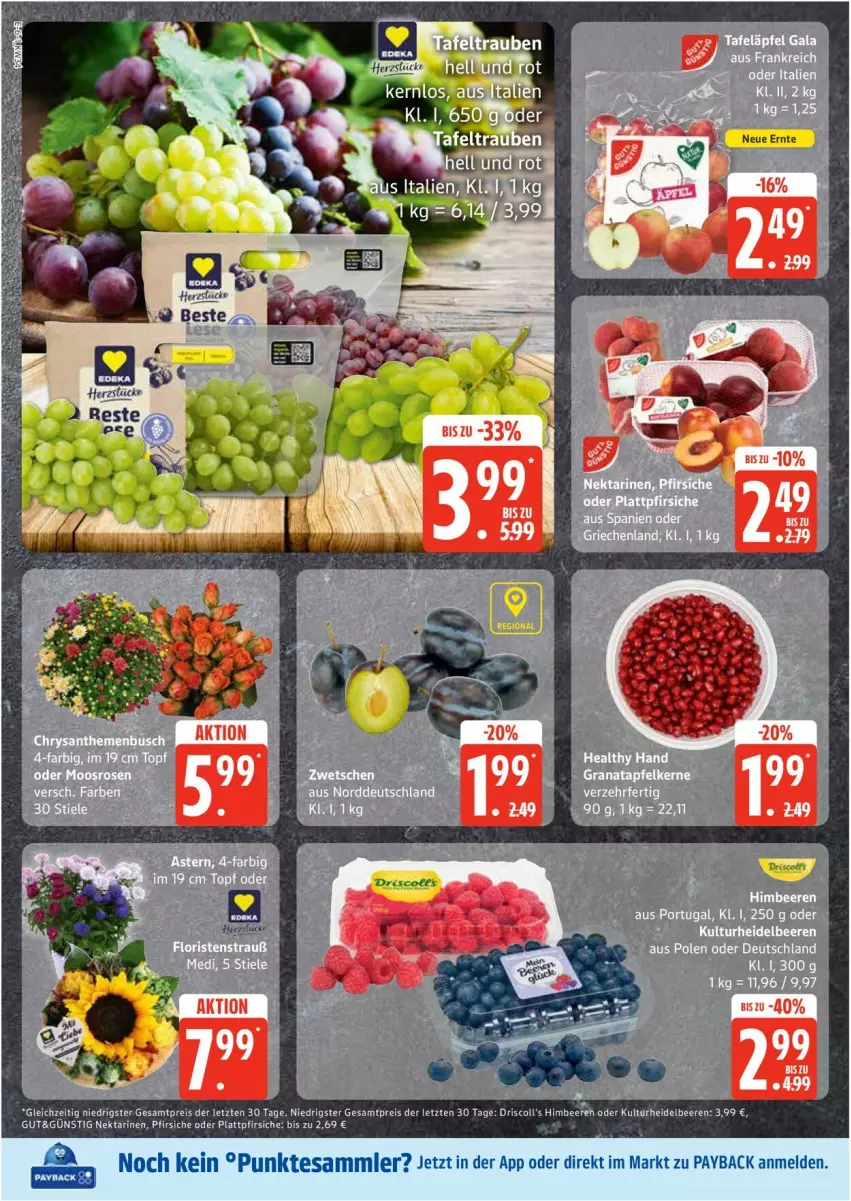 Aktueller Prospekt Edeka - Prospekte - von 18.08 bis 23.08.2025 - strona 6 - produkty: beere, beeren, eis, heidelbeere, heidelbeeren, Nektar, nektarinen, payback, pfirsich, pfirsiche, pfirsiche oder, plattpfirsiche, reis, tesa, Ti, trauben, ZTE