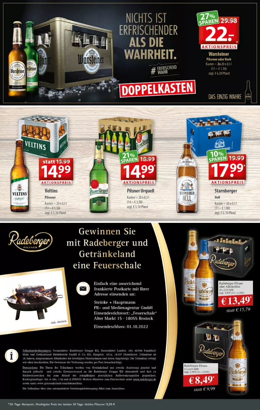 Aktueller Prospekt Getraenkeland - von 19.09 bis 01.10.2022 - strona 4 - produkty: aktionspreis, alkohol, Berger, bestpreis, eis, Elan, erde, getränk, getränke, LG, pils, pilsener, pilsner, radeberger, reis, rel, sim, steiner, tee, Ti, veltins, warsteiner, weck, ZTE