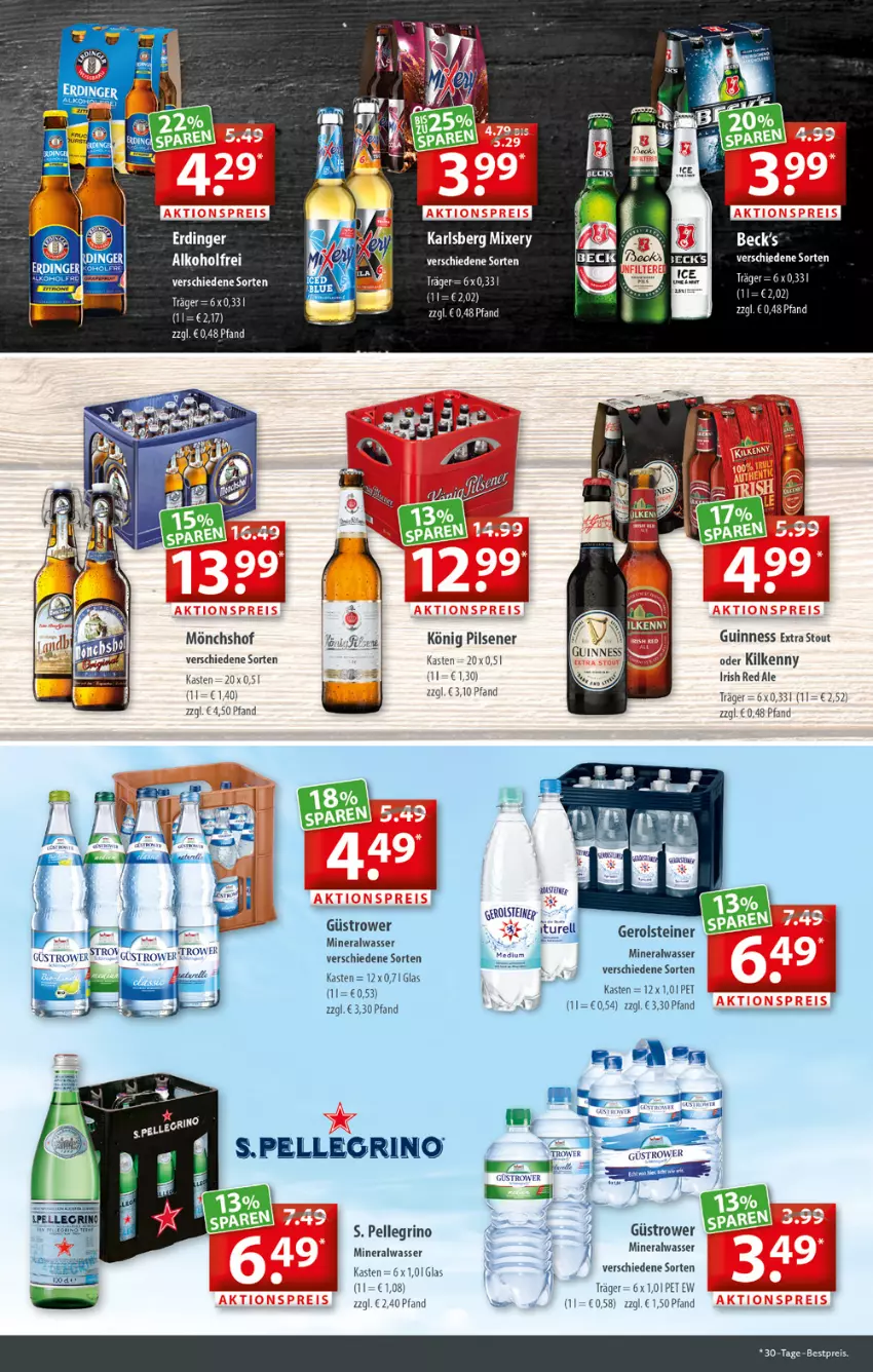 Aktueller Prospekt Getraenkeland - von 19.09 bis 01.10.2022 - strona 5 - produkty: alkohol, Alwa, bestpreis, eis, elle, erdinger, gerolsteine, gerolsteiner, Guinness, karlsberg, karlsberg mixery, Kilkenny, könig pilsener, mineralwasser, Mixer, mixery, mönchshof, pils, pilsener, reis, rel, steiner, Ti, wasser