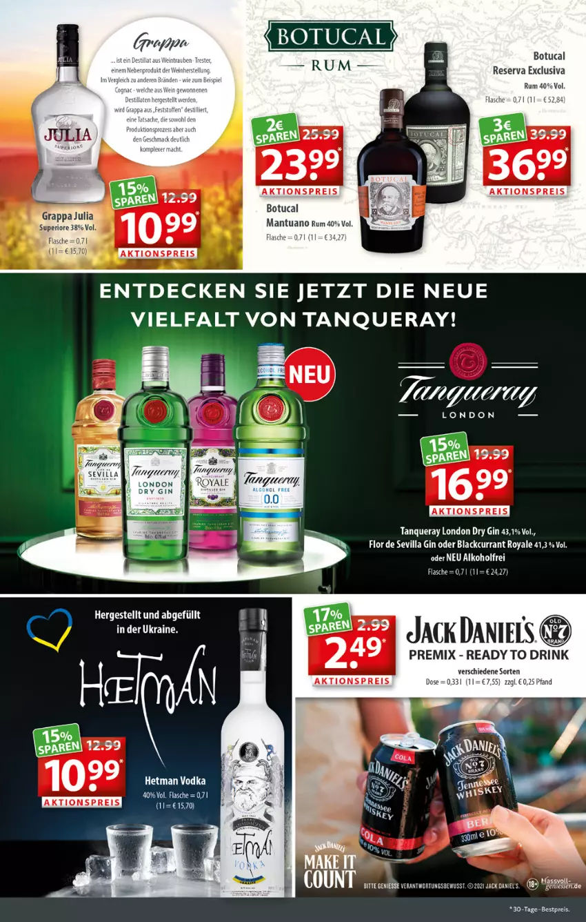 Aktueller Prospekt Getraenkeland - von 19.09 bis 01.10.2022 - strona 7 - produkty: aktionspreis, bestpreis, Currant, decke, drink, dry gin, eis, flasche, gin, grappa, lack, london dry, london dry gin, mac, reis, rum, Tanqueray, tee, Ti, trauben, tuc, wein