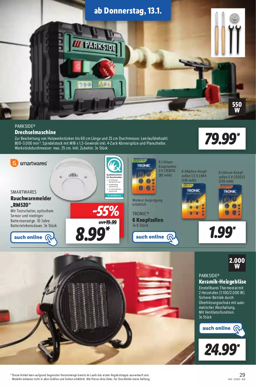 Aktueller Prospekt Lidl - Aktionsprospekt - von 10.01 bis 15.01.2022 - strona 29 - produkty: angebot, auer, auto, batterie, dell, eis, elle, Heizgebläse, Holz, messer, Mode, Parkside, Rauch, reis, Schal, thermostat, Ti, tisch, überhitzungsschutz, ventilator, ZTE