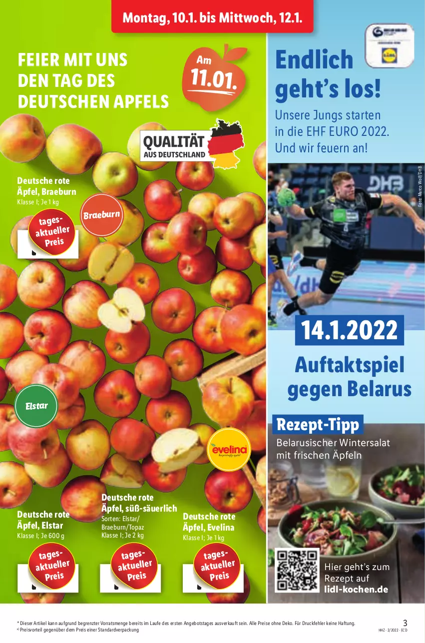 Aktueller Prospekt Lidl - Aktionsprospekt - von 10.01 bis 15.01.2022 - strona 3 - produkty: angebot, apfel, eier, eis, elle, preisvorteil, reis, rezept, rezept-tipp, salat, Ti, ZTE