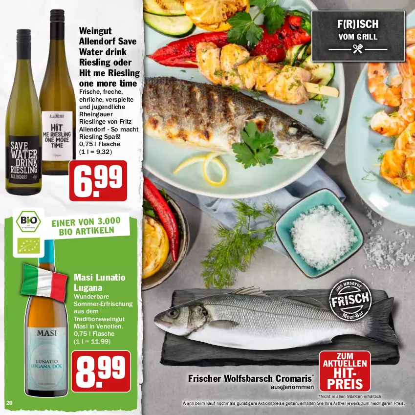 Aktueller Prospekt Hit - Prospekte - von 16.05 bis 04.06.2022 - strona 20 - produkty: aktionspreis, auer, drink, eis, elle, flasche, fritz, grill, mac, reis, riesling, Ti, wein, wolfsbarsch