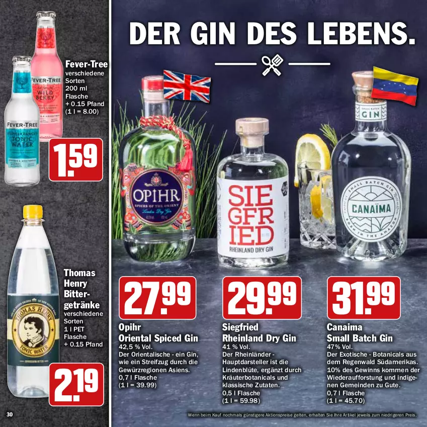 Aktueller Prospekt Hit - Prospekte - von 16.05 bis 04.06.2022 - strona 30 - produkty: aktionspreis, Blüte, dry gin, eis, elle, fever-tree, flasche, getränk, getränke, gewürz, gin, kräuter, reis, teller, thomas henry, Ti, tisch