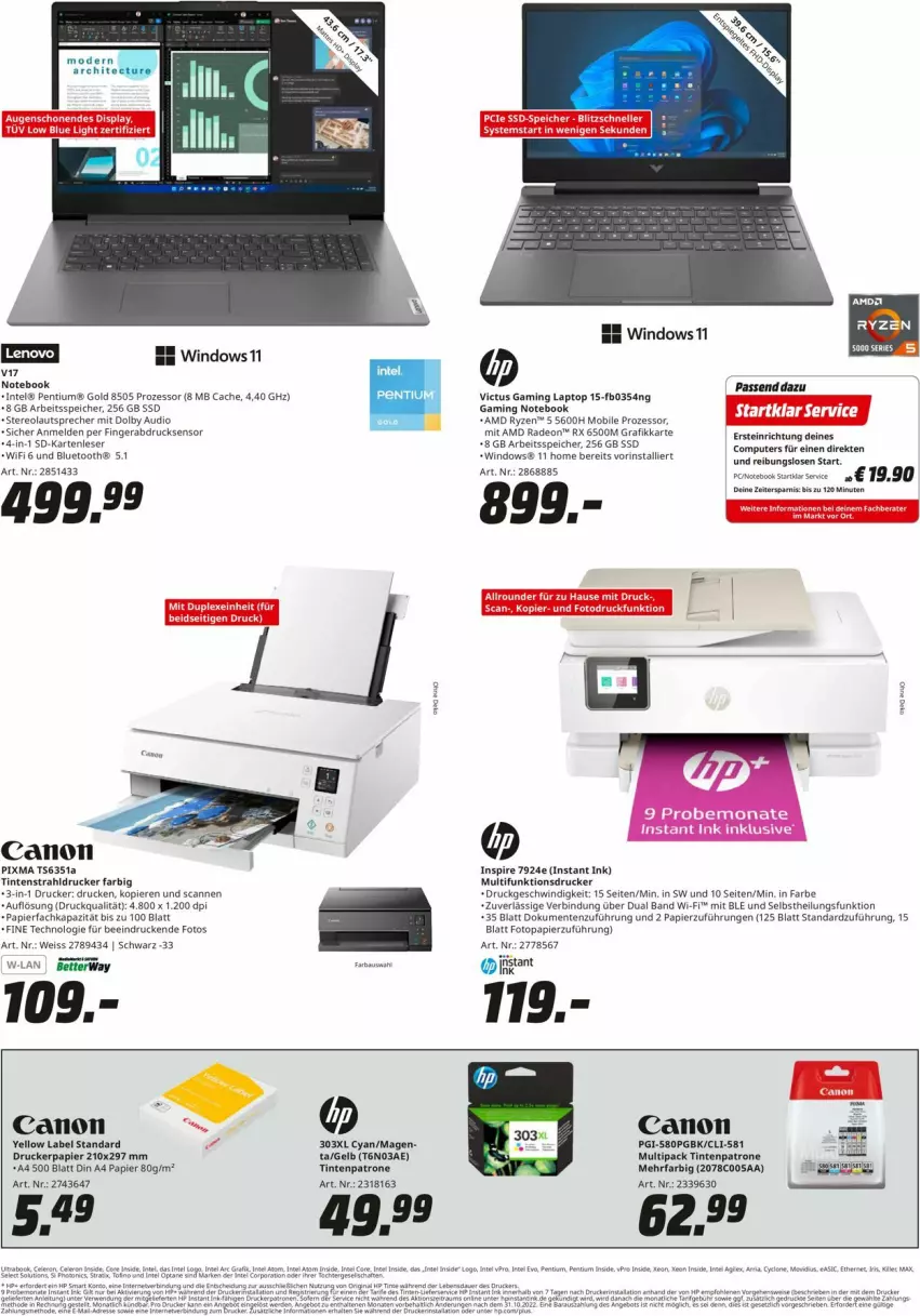 Aktueller Prospekt Media Markt - Prospekte - von 25.05 bis 31.05.2023 - strona 6 - produkty: AMD Radeon, Birnen, canon, computer, deo, din a4, drucker, eier, eis, fingerabdrucksensor, gaming notebook, Intel, lautsprecher, notebook, papier, Pentium, pute, radeon, ryzen, ssd, SSD-Speicher, Ti, Tintenpatrone