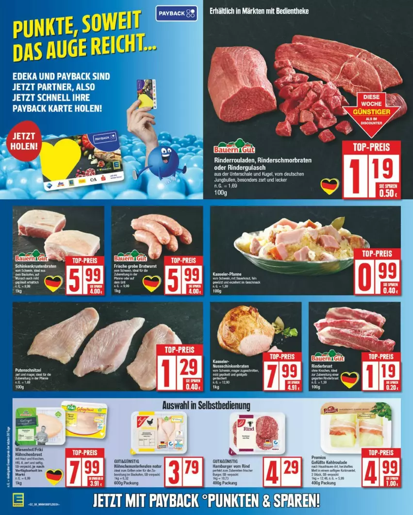 Aktueller Prospekt Edeka - Prospekte - von 06.01 bis 11.01.2025 - strona 8 - produkty: auer, Bau, Bauer, braten, deka, eis, gulasch, hähnchenbrust, Kugel, LG, oder rindergulasch, payback, reis, rind, rinder, rindergulasch, Rinderroulade, rinderrouladen, rouladen, Schal, Schale, schmorbraten, top-preis, wiesenhof