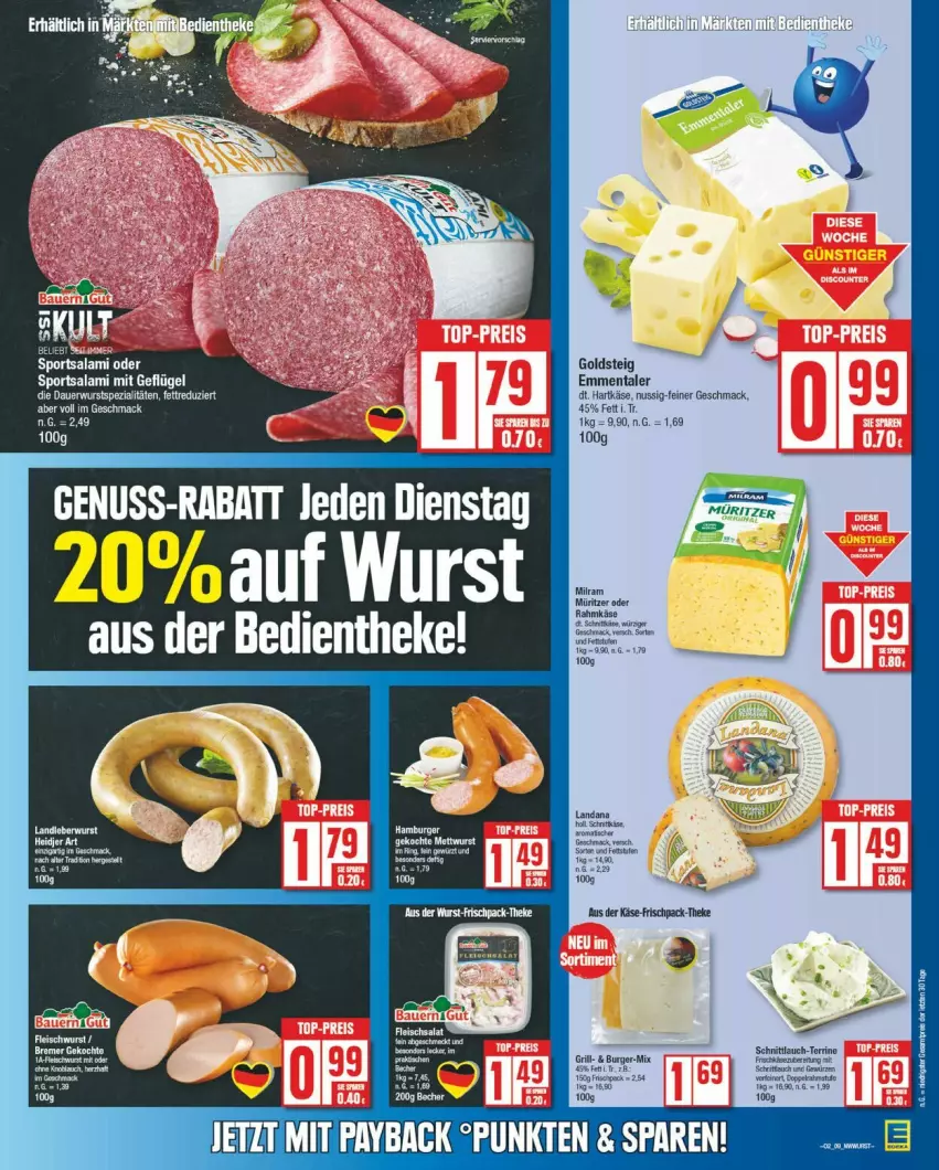 Aktueller Prospekt Edeka - Prospekte - von 06.01 bis 11.01.2025 - strona 9 - produkty: burger, emmentaler, Geflügel, gewürz, goldsteig, grill, hartkäse, HP, Käse, LG, mac, Mett, mettwurst, nuss, salami, schnittlauch, Sport, terrine, Ti, wurst