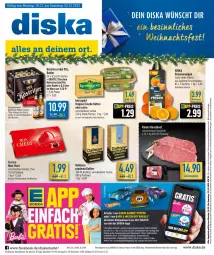 Gazetka promocyjna Diska - Prospekte - Gazetka - ważna od 23.12 do 23.12.2023 - strona 1 - produkty: acer, aktionspreis, angebot, angebote, Becher, beef, buch, butter, dallmayr, deka, eis, ferrero, flasche, gin, guthabenkarte, gutschein, irische butter, kaffee, kerrygold, köstritzer, kraft, limette, Mett, nuss, oder radler, orange, orangen, pils, prodomo, radler, reis, rind, rinder, ring, roastbeef, Tchibo, telefon, Ti, ZTE