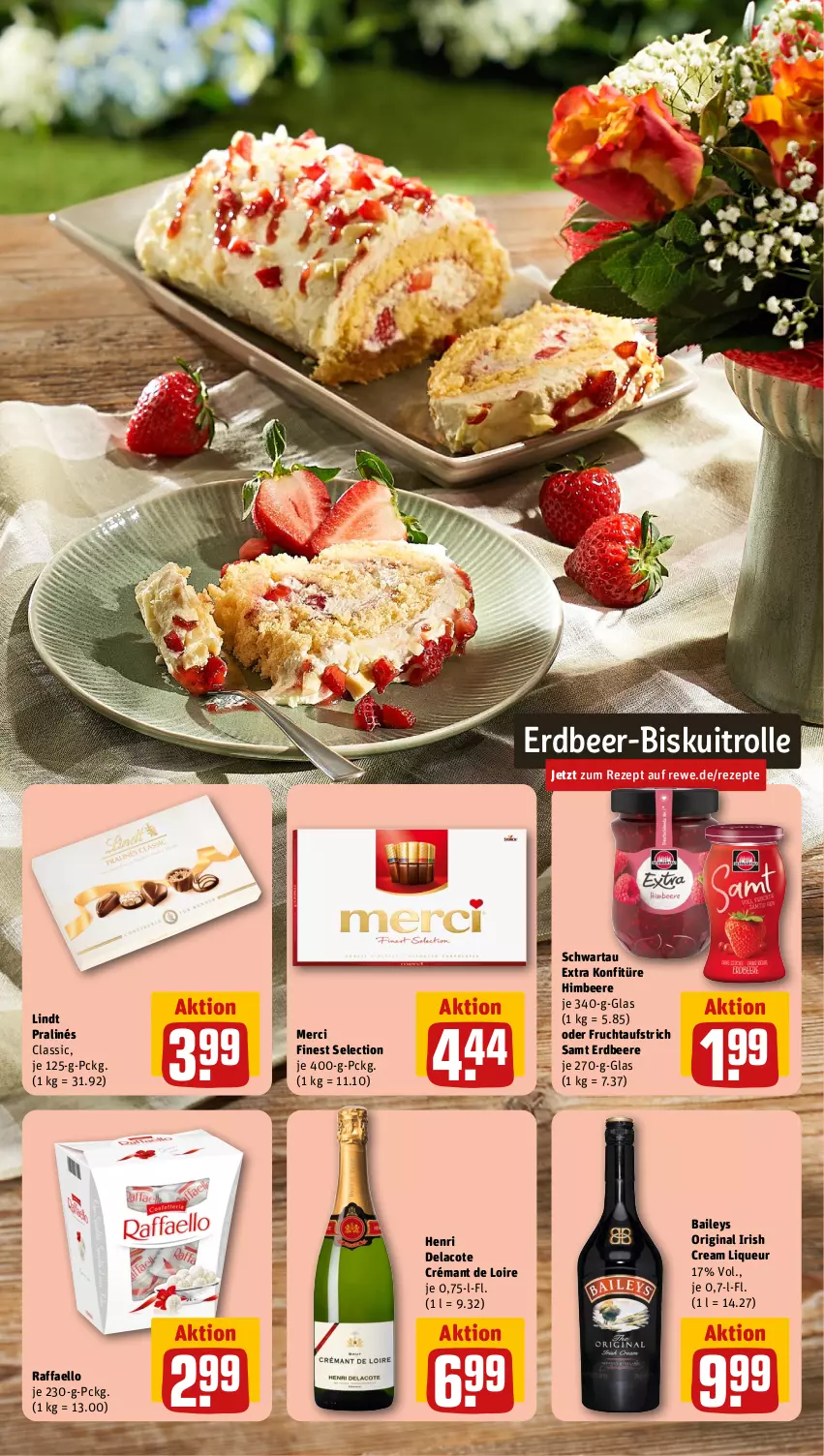 Aktueller Prospekt Rewe - Prospekte - von 06.05 bis 11.05.2024 - strona 7 - produkty: aufstrich, baileys, beere, crémant de loire, erdbeere, frucht, fruchtaufstrich, gin, himbeer, himbeere, irish cream, konfitüre, lindt, liqueur, merci, raffaello, rezept, rezepte, Schwartau, Ti