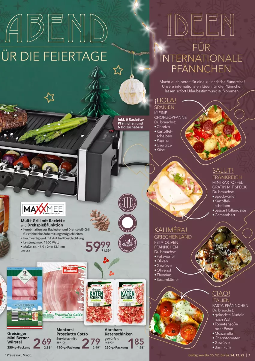 Aktueller Prospekt Selgros - Food - von 15.12 bis 24.12.2022 - strona 7 - produkty: basilikum, camembert, cherrytomaten, chorizo, eier, eis, Elan, feta, gewürz, grill, hollandaise, Holz, kartoffel, katenschinken, leine, mac, montorsi, mozzarella, nudel, nudeln, olive, oliven, paprika, pasta, pesto, pfanne, prosciutto, prosciutto cotto, Rauch, reis, rel, sauce, sauce hollandaise, Schere, schinken, sesam, Speck, tee, Ti, tomate, tomaten, würfel