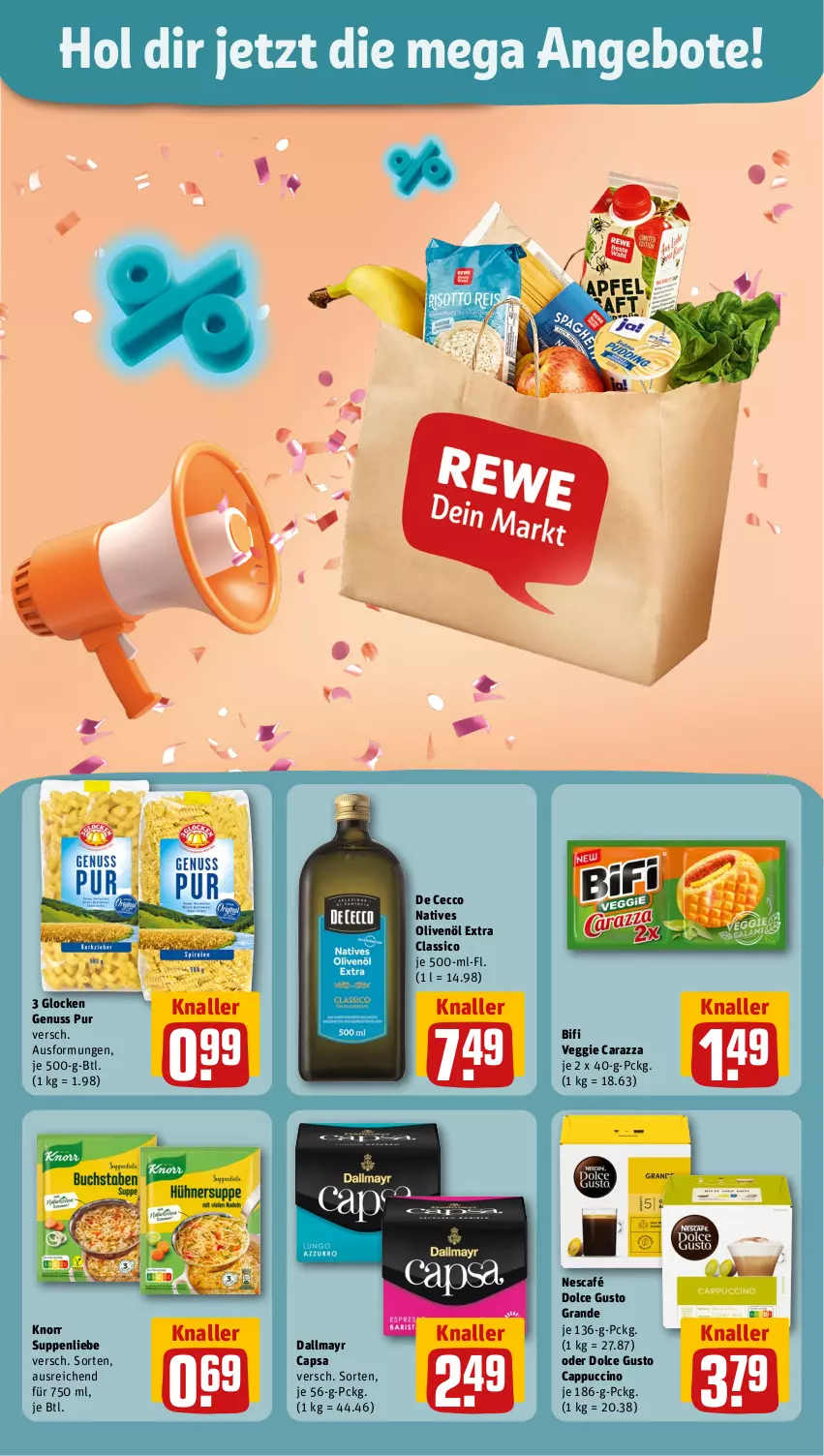 Aktueller Prospekt Rewe - Prospekte - von 30.09 bis 05.10.2024 - strona 6 - produkty: angebot, angebote, bifi, Cap, cappuccino, cin, classico, dallmayr, dallmayr capsa, De Cecco, dolce gusto, ecco, knorr, natives olivenöl, Nescafé, nuss, olive, oliven, olivenöl, olivenöl extra, suppe, suppen, suppenliebe, Ti, veggie