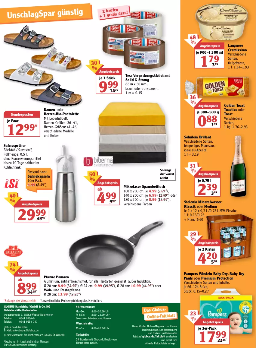 Aktueller Prospekt Globus - Prospekte - von 14.03 bis 19.03.2022 - strona 36 - produkty: Alwa, angebot, angebotspreis, aperitif, asti, Beba, bett, Betttuch, bio, braun, cremissimo, decke, dell, edelstahl, eier, eis, elle, flasche, golden toast, herdarten, Insektizid, kühlschrank, langnese, langnese cremissimo, Lefax, magazin, mikrofaser, mineralwasser, Mode, mousse, mw-flasche, Ofen, pampers, pantolette, Pants, pasta, pfanne, reis, sahne, Schrank, sekt, sim, söhnlein, söhnlein brillant, sonderposten, spannbetttuch, telefon, teller, tesa, Ti, toast, tuc, uhr, wasser, windeln, wok