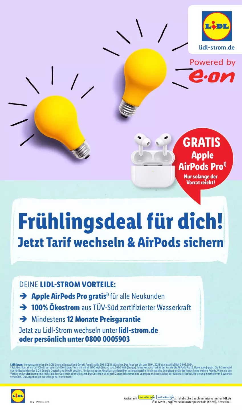 Aktueller Prospekt Lidl - Aktionsprospekt - von 22.04 bis 27.04.2024 - strona 56 - produkty: angebot, Apple, Apple AirPods, Apple AirPods Pro, eis, elle, gutschein, kraft, ndk, Pods, Rauch, reis, Schal, Schale, Ti, wasser