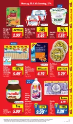 Gazetka promocyjna Lidl - Aktionsprospekt - Gazetka - ważna od 27.04 do 27.04.2024 - strona 17 - produkty: angebot, apostels, coupon, dovgan, dulano, eis, elle, Floralys, frischkäse, grüne oliven, Käse, kerrygold, Körniger Frischkäse, küche, Küchen, küchentücher, lachs, nutella, olive, oliven, preisvorteil, Räucherlachs, reis, rwe, teller, Ti, tücher, waschmittel, zaziki, ZTE