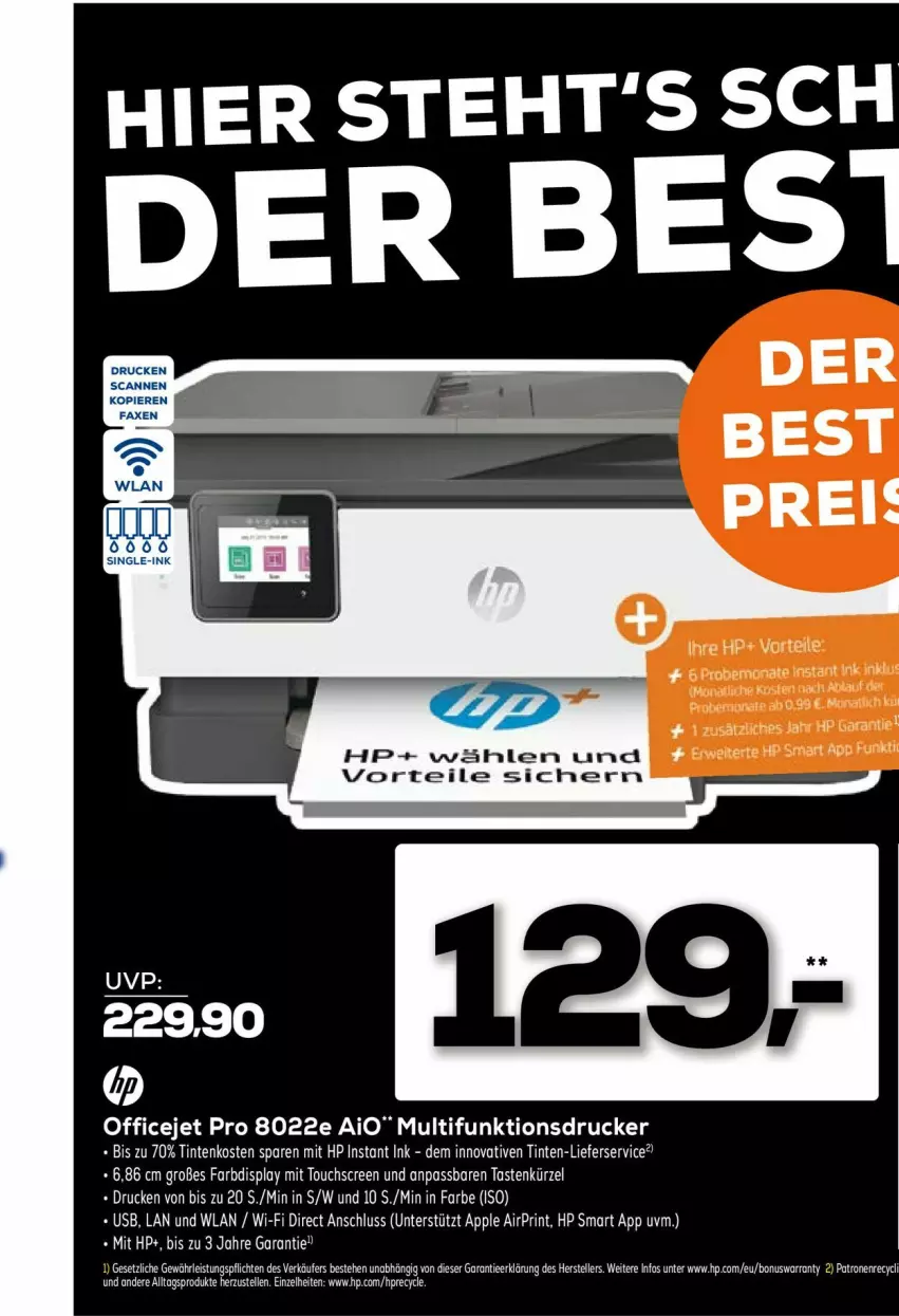 Aktueller Prospekt Euronics - Prospekte - von 08.03 bis 15.03.2023 - strona 19 - produkty: drucker, eis, elle, HP, lieferservice, multifunktionsdrucker, office, OfficeJet, tee, teller, Ti, touchscreen