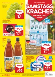 Gazetka promocyjna Netto Marken-Discount - Filial-Angebote - Gazetka - ważna od 20.08 do 20.08.2022 - strona 40 - produkty: Alwa, angebot, angebote, bestpreis, discount, eis, elle, exquisa, exquisa frischkäse, flasche, frischkäse, glasflasche, Hohes C, Holz, kaffee, Käse, Körniger Frischkäse, kracher, marken-discount, mineralwasser, natur, natürliches mineralwasser, ndk, reis, rel, rheinfels quelle, Schal, Schale, senseo, Ti, trauben, versandkostenfrei, wasser, ZTE