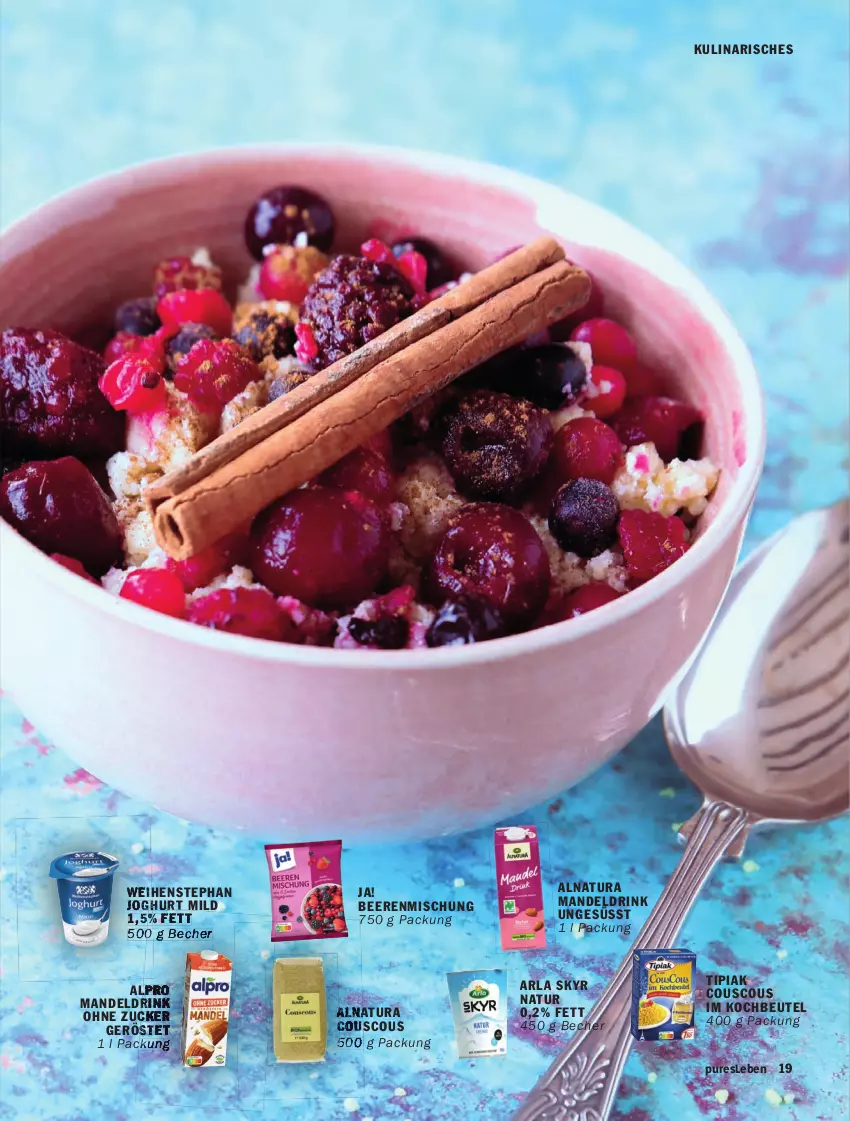 Aktueller Prospekt Hit - pures Leben - von 01.01 bis 31.03.2026 - strona 19 - produkty: alpro, arla, Becher, beere, beeren, beutel, couscous, drink, joghur, joghurt, kochbeutel, mandel, Mandeldrink, natur, natura, Ti, Tipi, weihenstephan, zucker