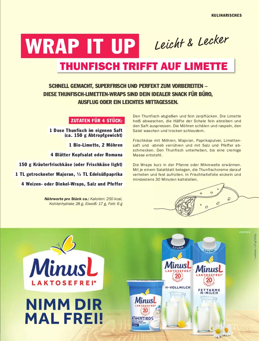 Aktueller Prospekt Hit - pures Leben - von 01.01 bis 31.03.2026 - strona 23 - produkty: bio, Brei, brie, creme, elle, fisch, frischhaltefolie, frischkäse, Käse, kopfsalat, kräuter, limette, limetten, mac, Mett, metten, mikrowelle, möhren, paprika, pfanne, pfeffer, rwe, saft, salat, salz, Schal, Schale, snack, thunfisch, Thunfisch im eigenen Saft, WICK, wrap, wraps