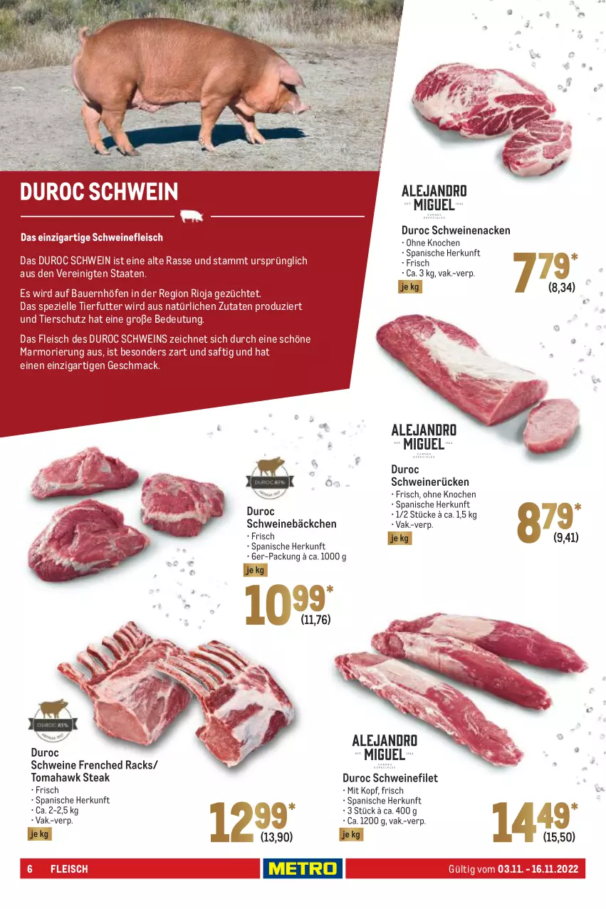 Aktueller Prospekt Metro - GastroJournal - von 03.11 bis 16.11.2022 - strona 6 - produkty: auer, Bau, Bauer, eis, elle, filet, fleisch, mac, rioja, saft, schwein, schweine, schweinefilet, schweinenacken, schweinerücken, Spezi, steak, Ti, wein, weine