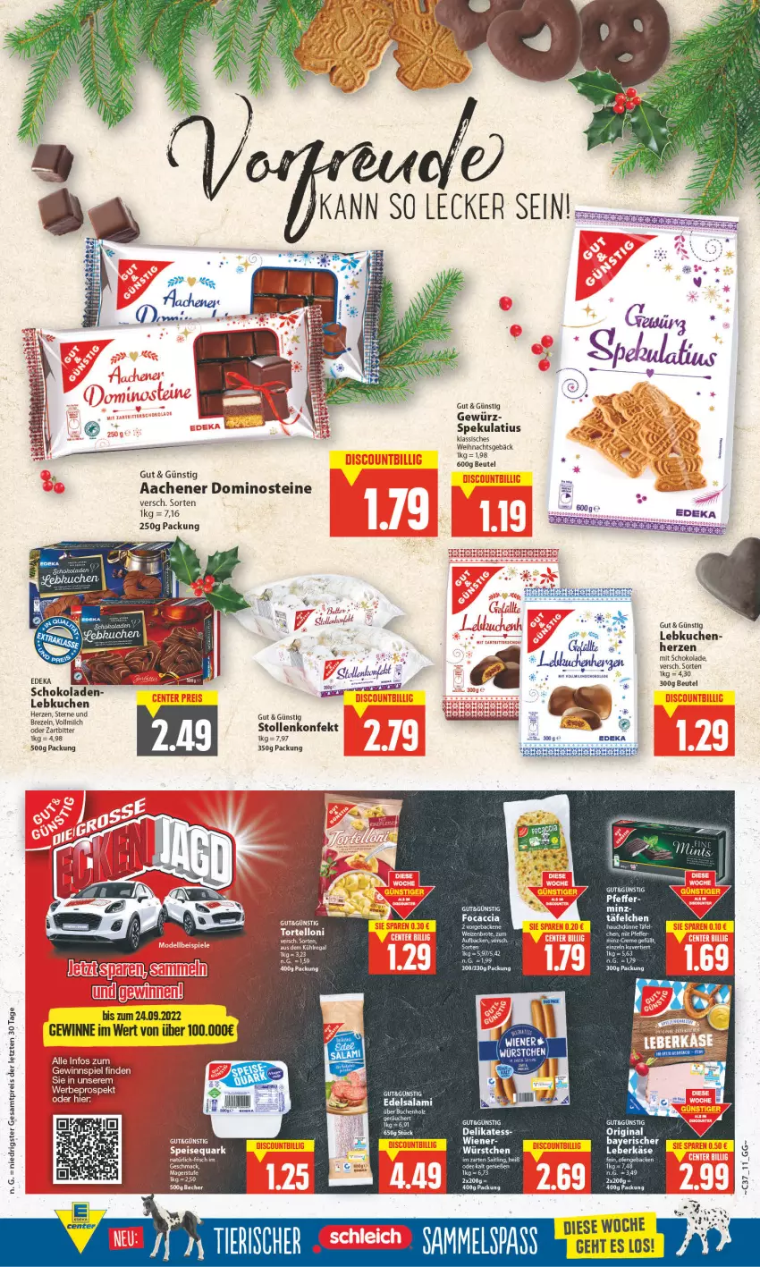 Aktueller Prospekt E Center - Angebote der Woche - von 12.09 bis 17.09.2022 - strona 11 - produkty: aus dem kühlregal, beutel, brezel, Brezeln, brot, buch, creme, Dominosteine, Edelsalami, eis, ente, geback, gewürz, Holz, im zarten saitling, kuchen, kühlregal, Lebkuchen, mac, milch, Ofen, quark, regal, reis, salami, schoko, schokolade, schokoladen, speisequark, Stollen, tee, Ti, vollmilch, Weizenbrot, wiener, wolle, ZTE